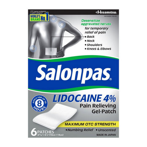 Salonpas Lidocaine 4% Pain Relieving Gel Patch 15 Count / 1 Box by Salonpas