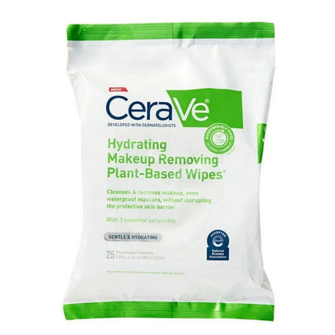Cerave, Hydrating Makeup Removing Plant Based Wipes, 25 Count