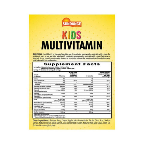 Sundance, Kid's Multivitamin Gummies Natural Mixed Berry, 50 Count