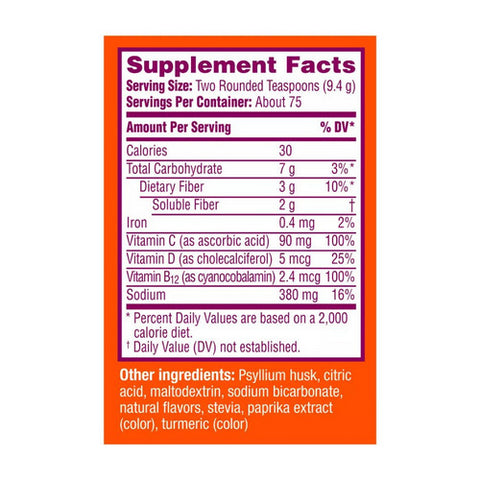 Metamucil, Fiber + Vitamins C D & B12 Sparkling Powder Citrus, 24.9 Oz