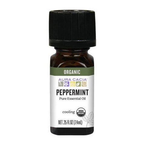 Aura Cacia, Organic Peppermint Essential Oil, 0.25 Oz