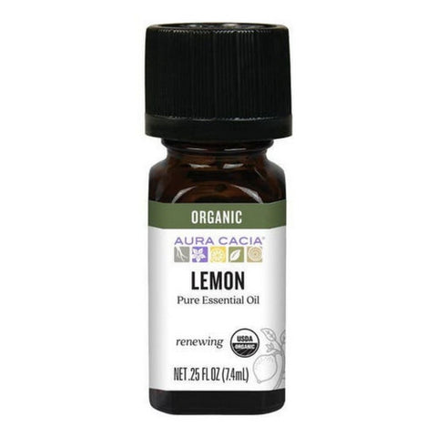 Aura Cacia, Aura Cacia Organic Lemon Essential Oil, 0.25 Oz