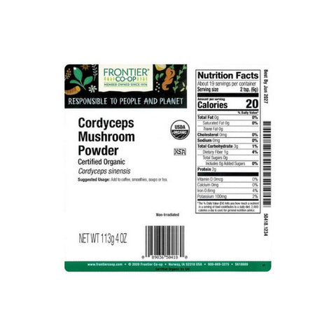 Frontier Co-op, Frontier Coop Organic Cordyceps Mushroom Powder, 0.25 Lb