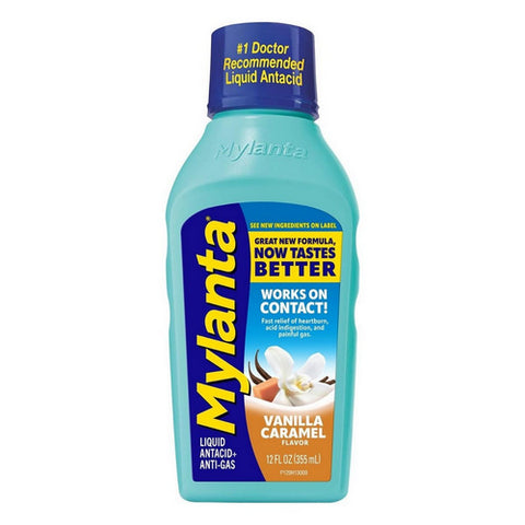 Heartburn and Gas Relief Antacid Liquid Vanilla Caramel 12 Oz by Mylanta