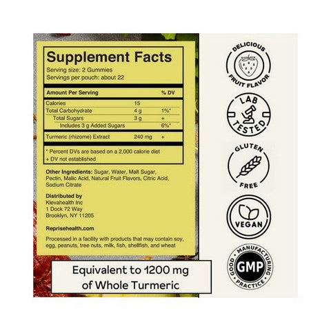 Reprise, Turmeric Orange Gummies, 45 Count Reprise