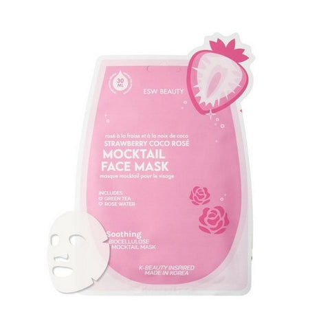 Soothing Biocellulose Mocktail Mask Strawberry Coco Rose 30 Count by ESW Beauty