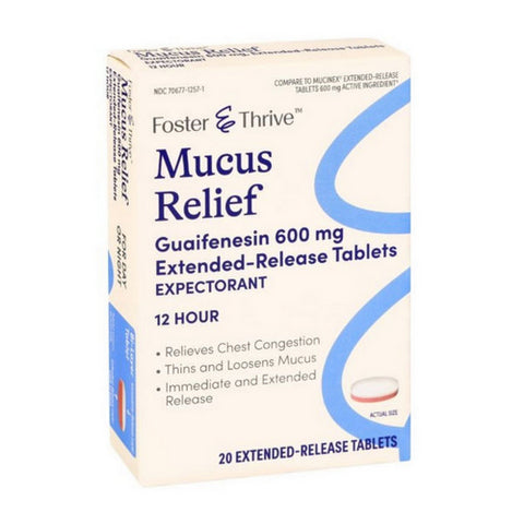 Mucus Relief Extended Release Tablets 20 Count by Foster And Thrive