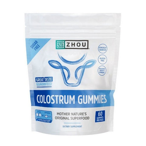 Colostrum Gummies Peach 60 Count by Zhou Nutrition