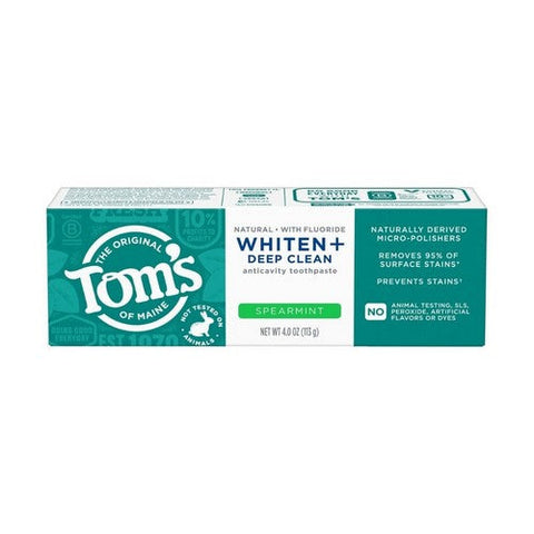 Tom's Of Maine, Whiten Plus Deep Clean Fluoride Toothpaste Spearmint, 4 Oz Tom's Of Maine