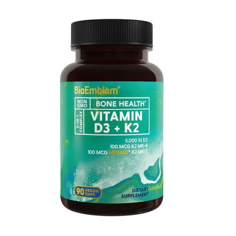 Vitamin D3 Plus K2 90 Veg Caps by BioEmblem