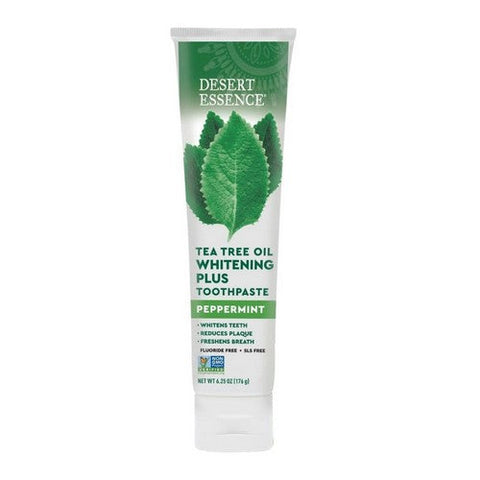 Desert Essence, Whitening Plus Toothpaste Peppermint Tea Tree Oil, 6.25 Oz Desert Essence