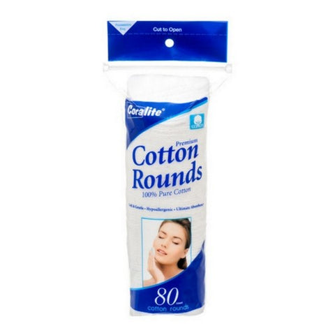 Coralite, 100% Premium Cotton Rounds, 80 Count
