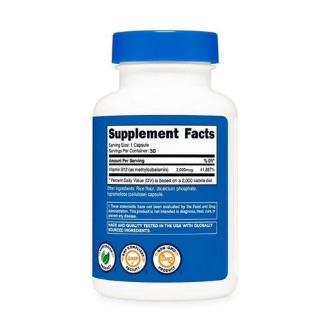 Nutricost, Vitamin B12 Methylcobalamin, 2000 Mcg, 30 Caps