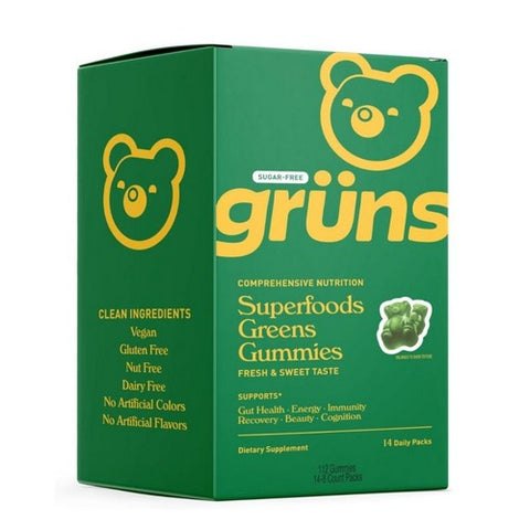 Superfoods Greens Gummies Sugar Free 14 Packs by Gruns