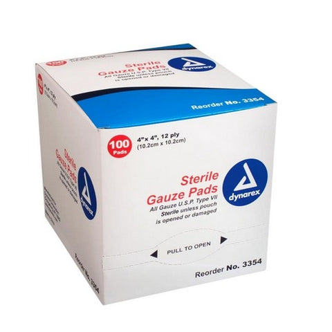 Sterile Gauze Pads 4x4 In 12 Ply 100 Count by Dynarex