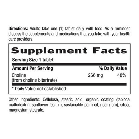 Country Life, Choline, 266 Mg, 100 Tabs