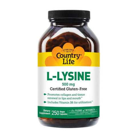 Country Life, L-Lysine with B-6, 500 MG, 250 Caps