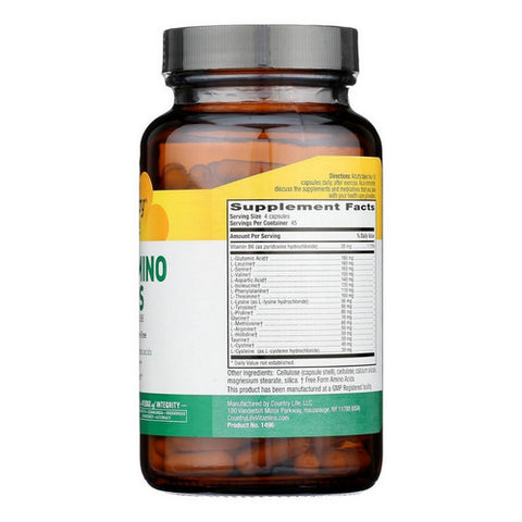 Country Life, Max-Amino with B-6 (Blend Of 18 Amino Acids), 180 Caps