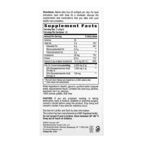 Country Life, Omega 3 Mood, 90 Softgels Country Life