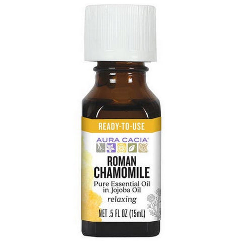 Aura Cacia, Pure Essential Oil Roman Chamomile In Jojoba Oil, Roman Chamomile Jojoba, 0.5 Oz