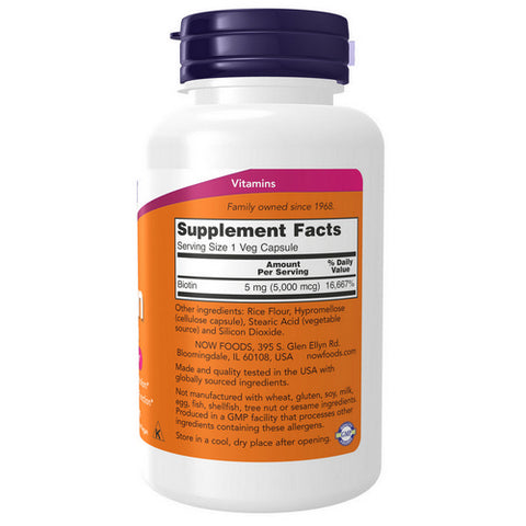 Now Foods, Biotin, 5000 mcg, 120 Vcaps