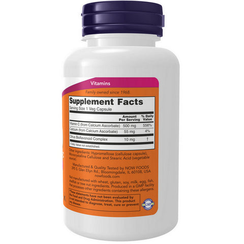 Now Foods, Vitamin C-500 Calcium Ascorbate, 100 Veg Caps