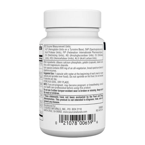 Source Naturals, Daily Essential Enzymes, 500 mg, 60 Caps