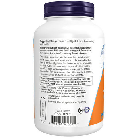 Now Foods, Omega-3 Molecularly Distilled & Enteric Coated, 180 Softgels
