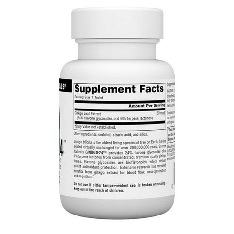 Source Naturals, Ginkgo-24 Biloba Extract, 120 MG, 60 Tabs