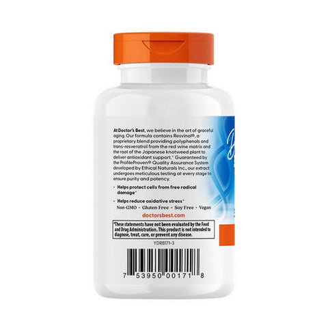 Doctors Best, Best Trans Resveratrol 100 Featuring Resvinol-25, 60 Veggie Caps