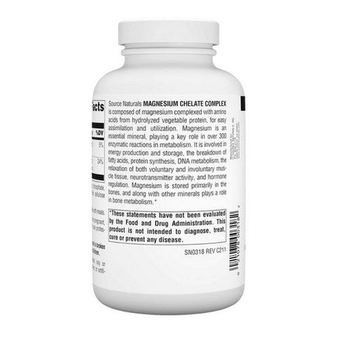 Source Naturals, Magnesium Chelate Complex, 100 mg, 250 Tabs Source Naturals