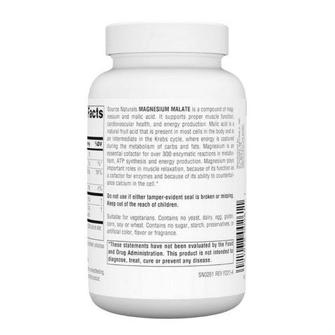 Source Naturals, Magnesium Malate, 625 Mg, 90 Tabs Source Naturals