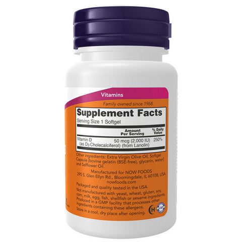 Now Foods, Vitamin D-3, 2000 IU, 120 Softgels