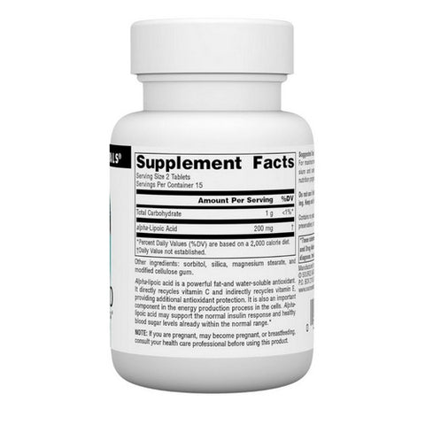 Source Naturals, Alpha-Lipoic Acid, 100 MG, 30 Tabs