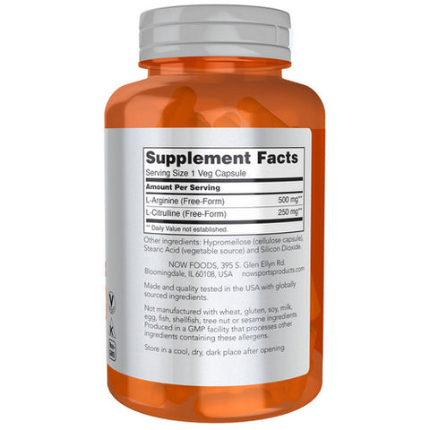 Now Foods, Arginine & Citrulline, 500 mg /250 mg, 120caps