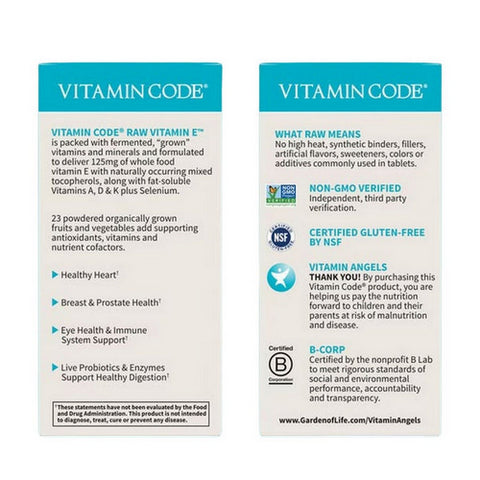 Garden of Life, Vitamin Code, Raw Vitamin E Complex 60 Caps