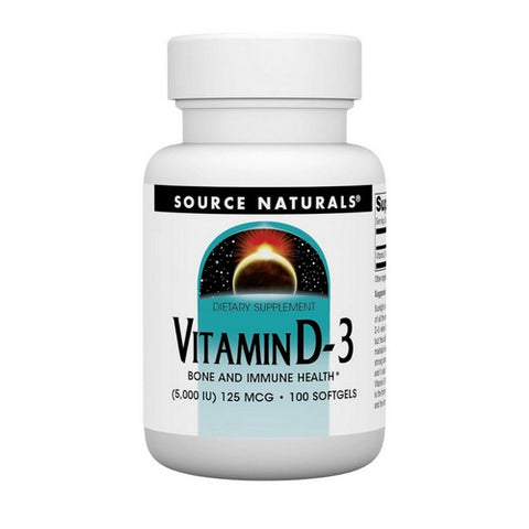 Source Naturals, Vitamin D-3 5000 IU, 100 softgels