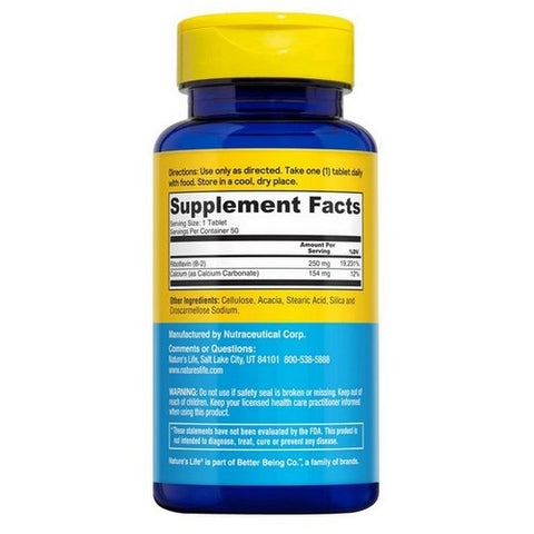 Nature's Life, Vitamin B-2, 250 mg, 50 tabs