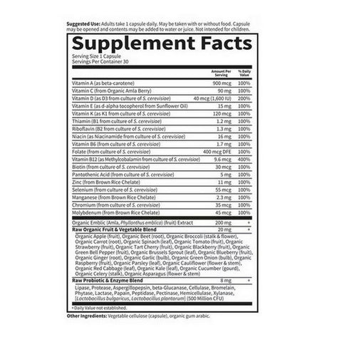 Garden of Life, Vitamin Code Raw One For Men Multivitamin Capsules, Raw One for Men, 30 Count