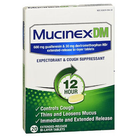 Mucinex Dm, Expectorant Cough Suppressant Extended Release, Count of 20
