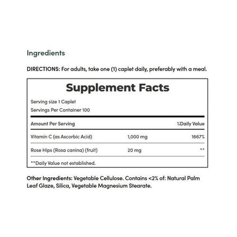 Nature's Bounty, Vitamin C Plus Rose Hips, 1000 mg, 100 tabs Nature's Bounty