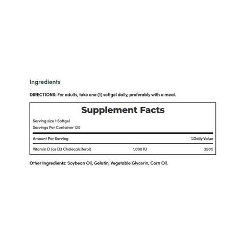 Nature's Bounty, Vitamin D3, 1000 IU, 120 Softgels Nature's Bounty