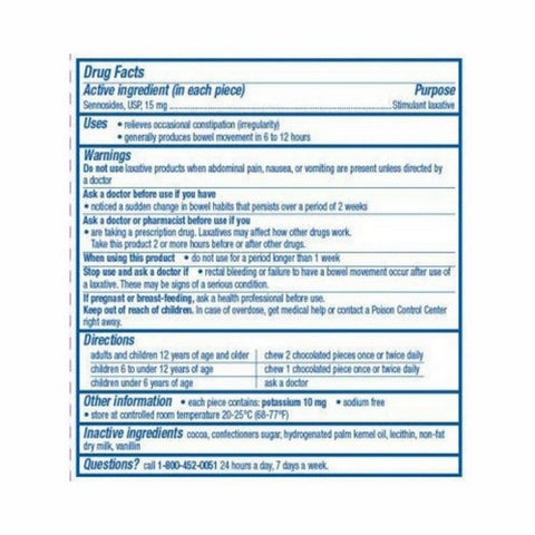 Novartis Consm Hlth Inc, Ex-Lax Chocolated Stimulant Laxative Pieces Regular Strength, Box Of 1