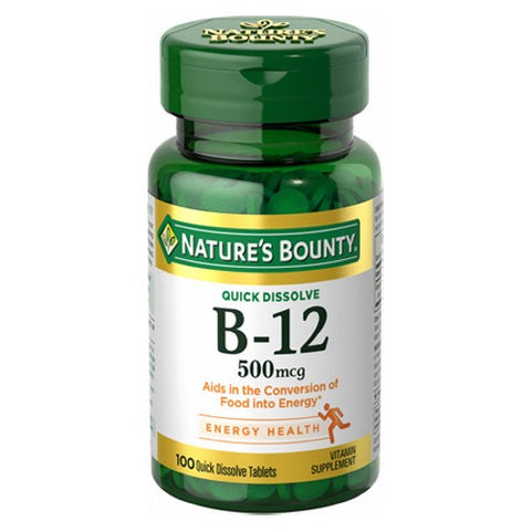 Nature's Bounty, Vitamin B-12 Microlozenges, 500 mcg, 100 tabs