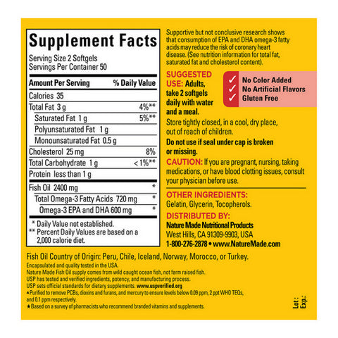 Nature Made, Fish Oil, 1200 mg, 100 Liquid Softgels